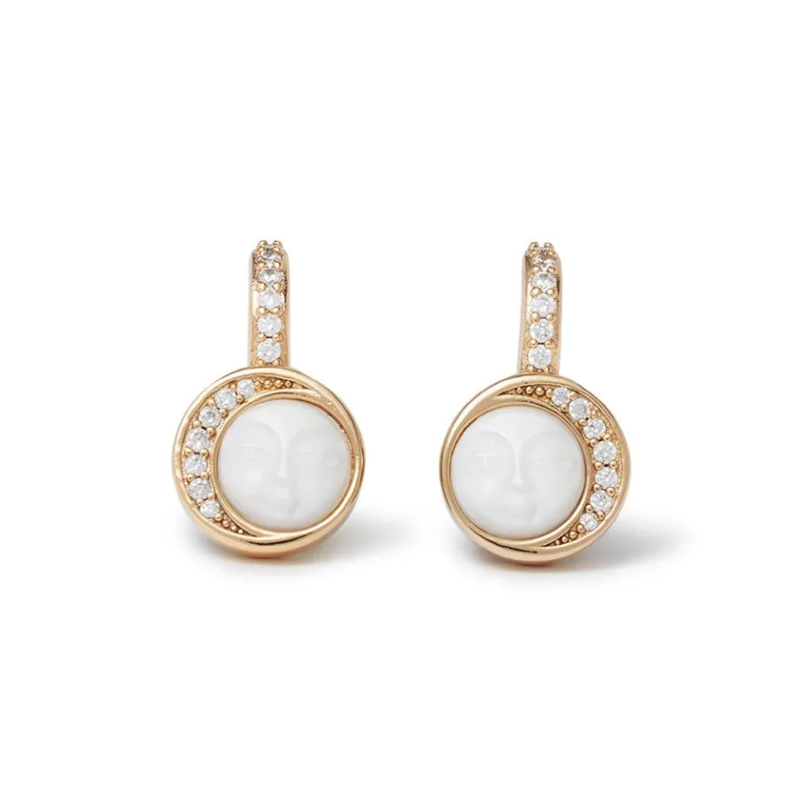 The Met Store Celestial Symbols Carved Mother-of-Pearl Coin Hoop Earrings* Earrings