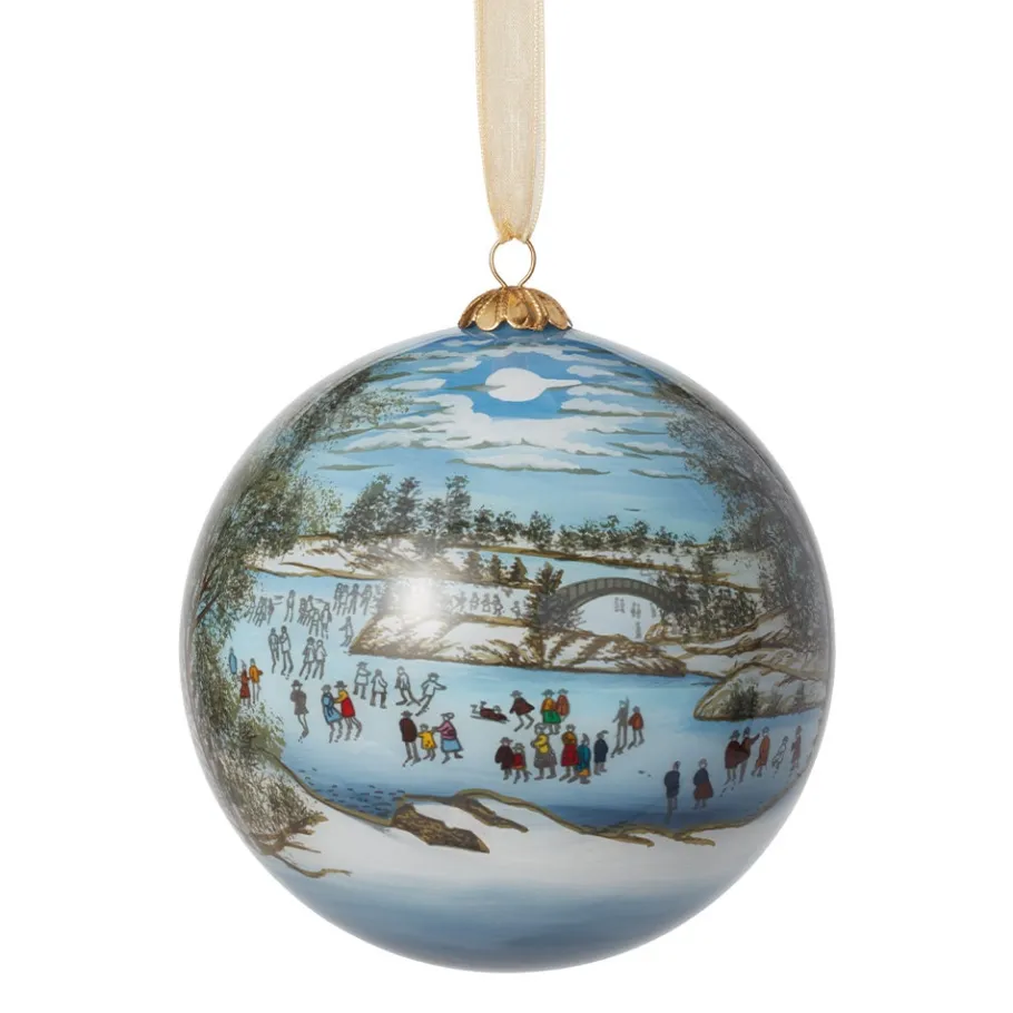 The Met Store Currier & Ives Central Park in Winter Hand-Painted Glass Ornament* Ornaments