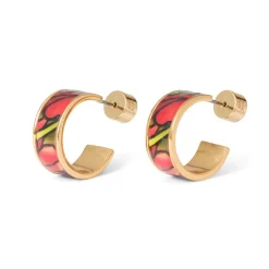 The Met Store Favrile Tulip Enamel Hoop Earrings* Earrings