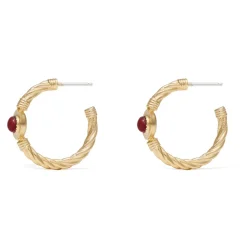 The Met Store Garnet Cabochon Twisted Hoop Earrings* Earrings