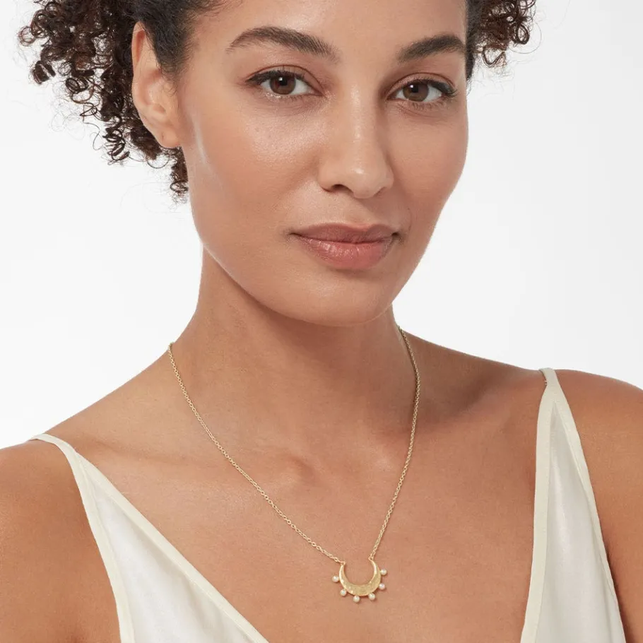 The Met Store Hammered Crescent Pearl Pendant Necklace* Necklaces