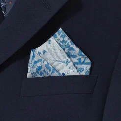 The Met Store Iranian Vase Carpet Blue Cotton-and-Silk Pocket Square* Small Accessories