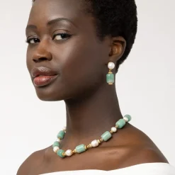 The Met Store Karavas Gems Large-Bead Aventurine and Pearl Necklace* Necklaces