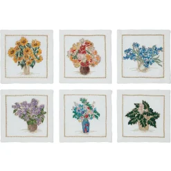 The Met Store Kim Seybert Embroidered Bouquets Linen Cocktail Napkin Set* Tableware