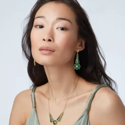 The Met Store Lotus Pagoda Plique-à-Jour Long Drop Earrings* Earrings