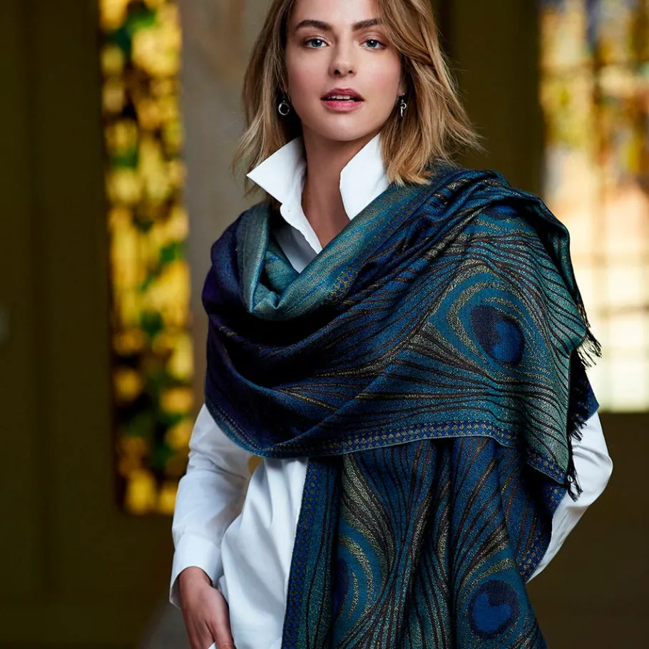 The Met Store Louis C. Tiffany Peacock Feather Wool-Blend Shawl* Scarves & Wraps