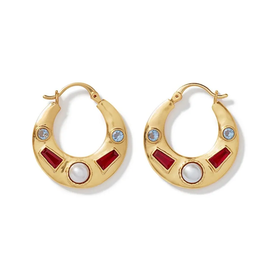 The Met Store Medieval Stone Crescent Hoop Earrings* Earrings