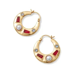 The Met Store Medieval Stone Crescent Hoop Earrings* Earrings