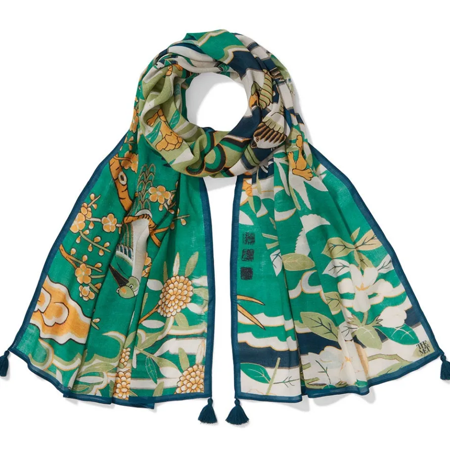 The Met Store Ming Birds and Flowering Branches Oversize Oblong Scarf* Scarves & Wraps