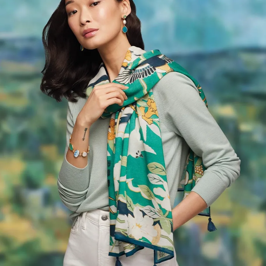 The Met Store Ming Birds and Flowering Branches Oversize Oblong Scarf* Scarves & Wraps