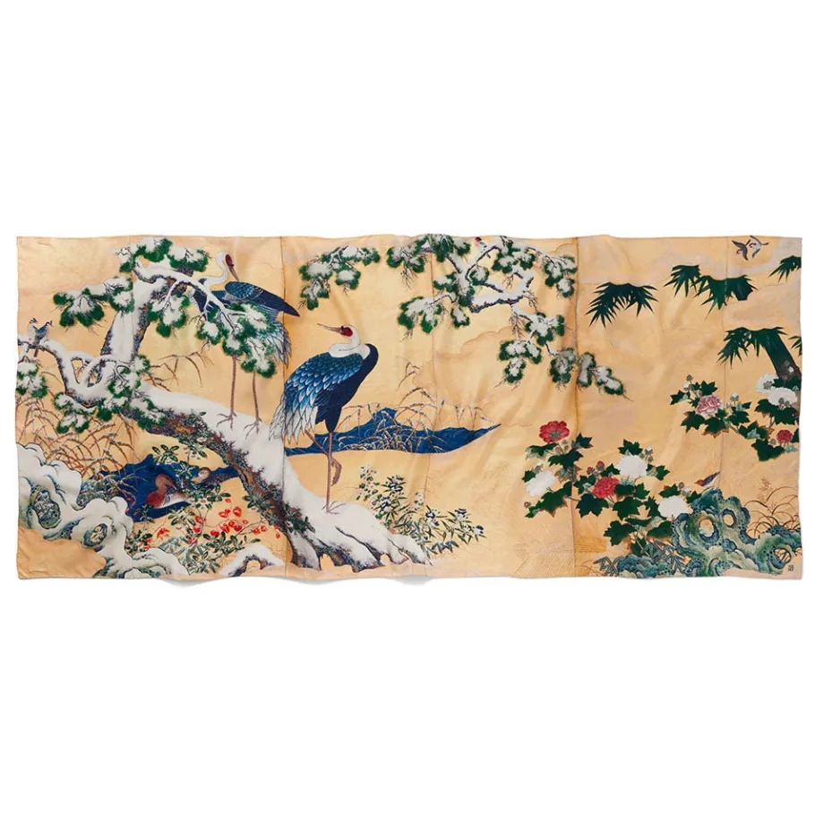 The Met Store Momoyama Cranes and Flowers Oversize Silk Shawl* Scarves & Wraps
