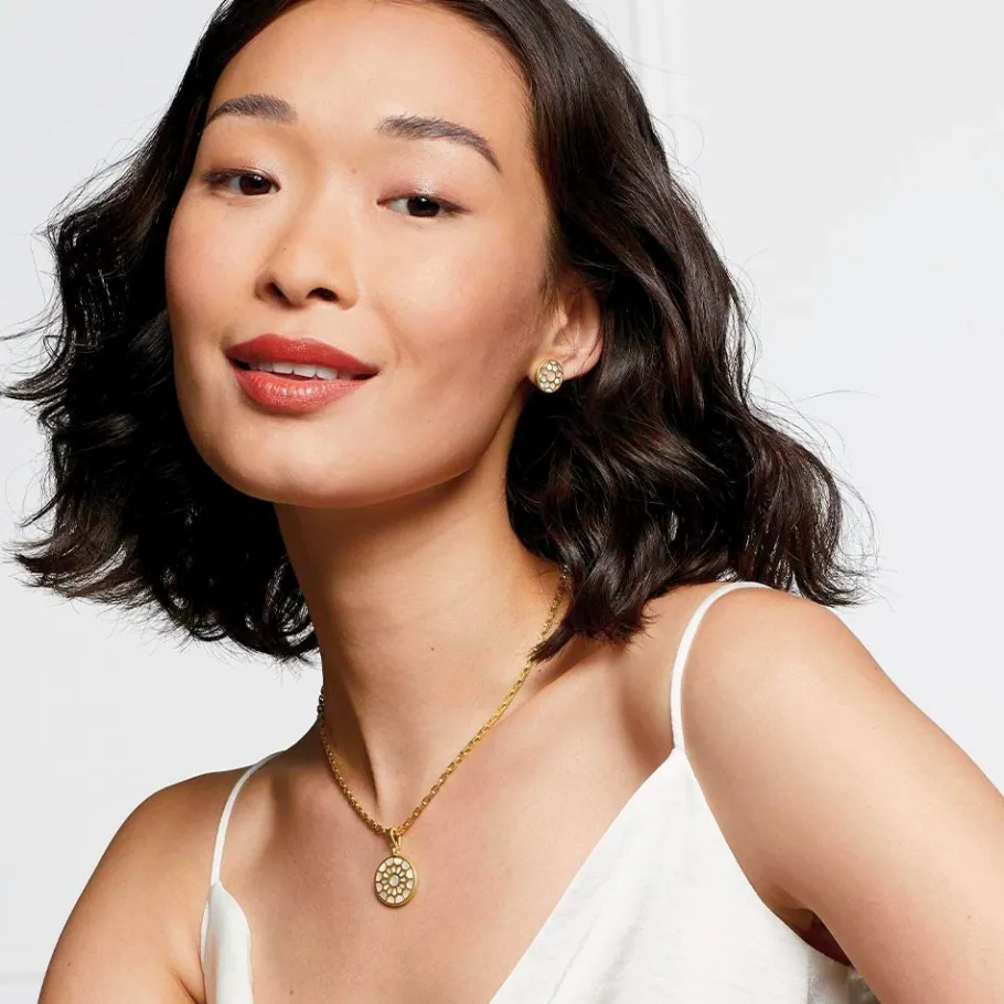 The Met Store Mother-of-Pearl Mosaic T-Bar Pendant Necklace* Necklaces