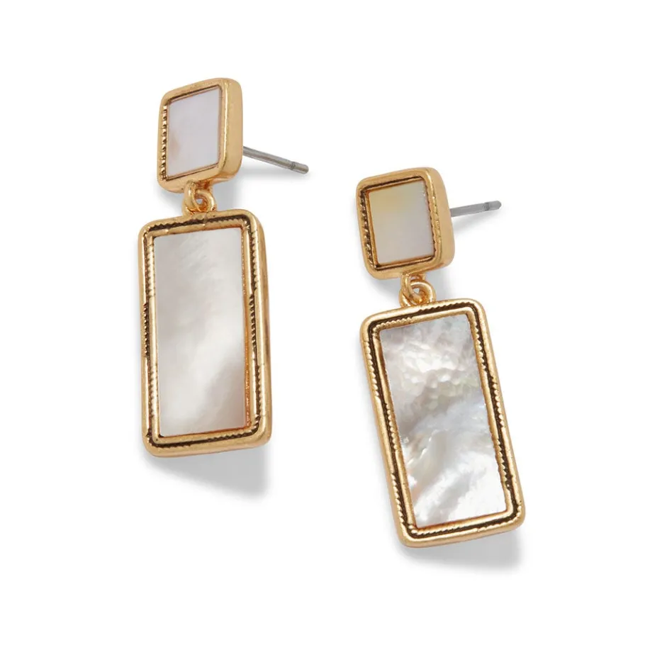 The Met Store Mother-of-Pearl Tile Double-Drop Earrings* Earrings