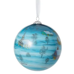The Met Store Santa and Reindeer Hand-Painted Glass Ornament* Ornaments