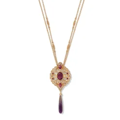 The Met Store Turkish Amethyst Long Pendant Necklace and Statement Earrings Set* Jewelry Sets
