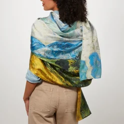 The Met Store Van Gogh Wheat Field with Cypresses Oversize Oblong Silk Scarf* Scarves & Wraps